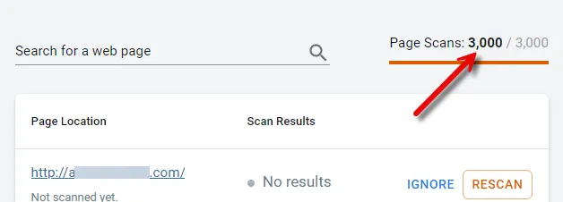 Page Scans indicator in AutoScan tab.