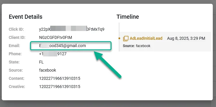 Use the email from your Facebook lead as the refId in future conversions to link them to the same customer journey.
