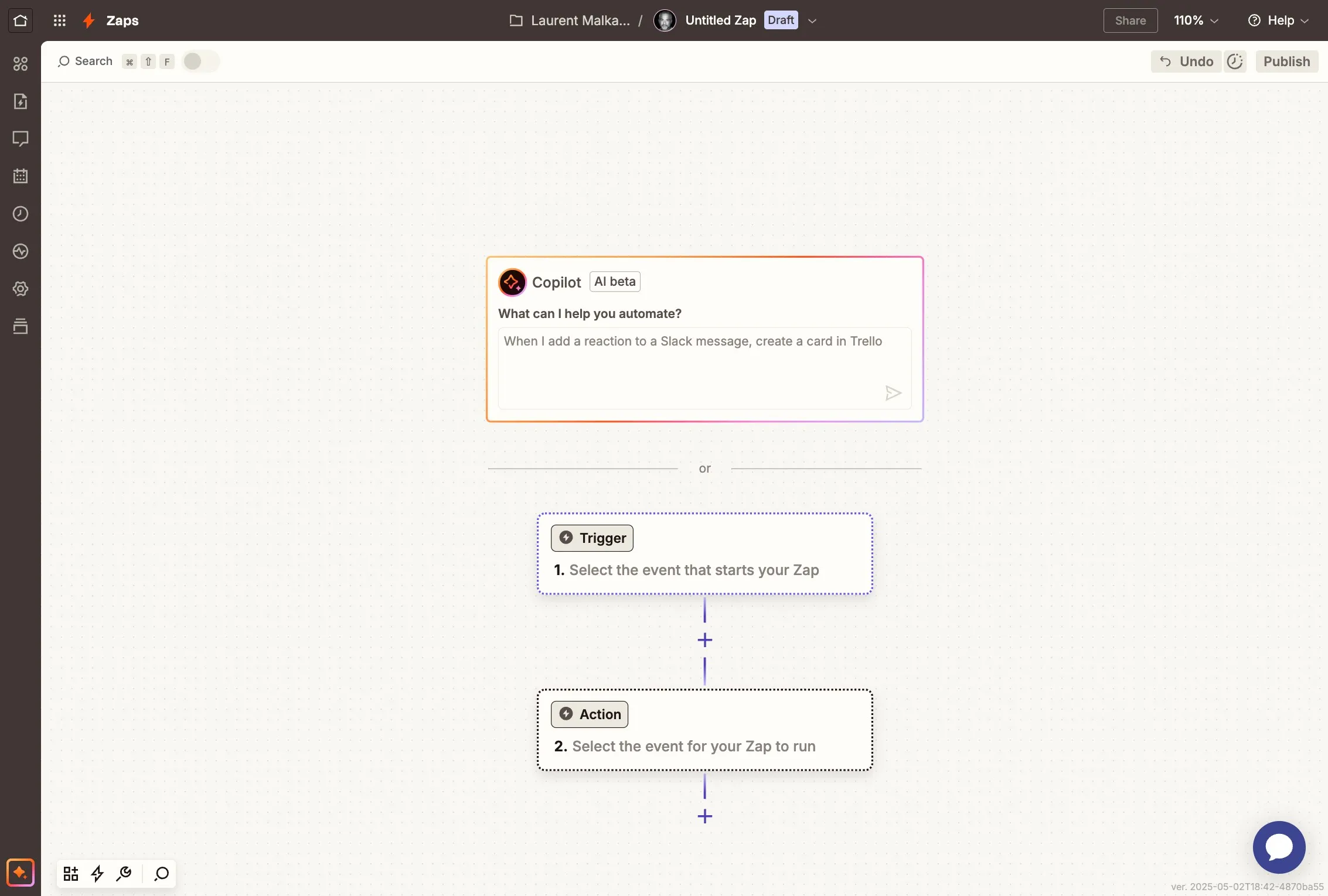 Zapier event selection screen for choosing a trigger