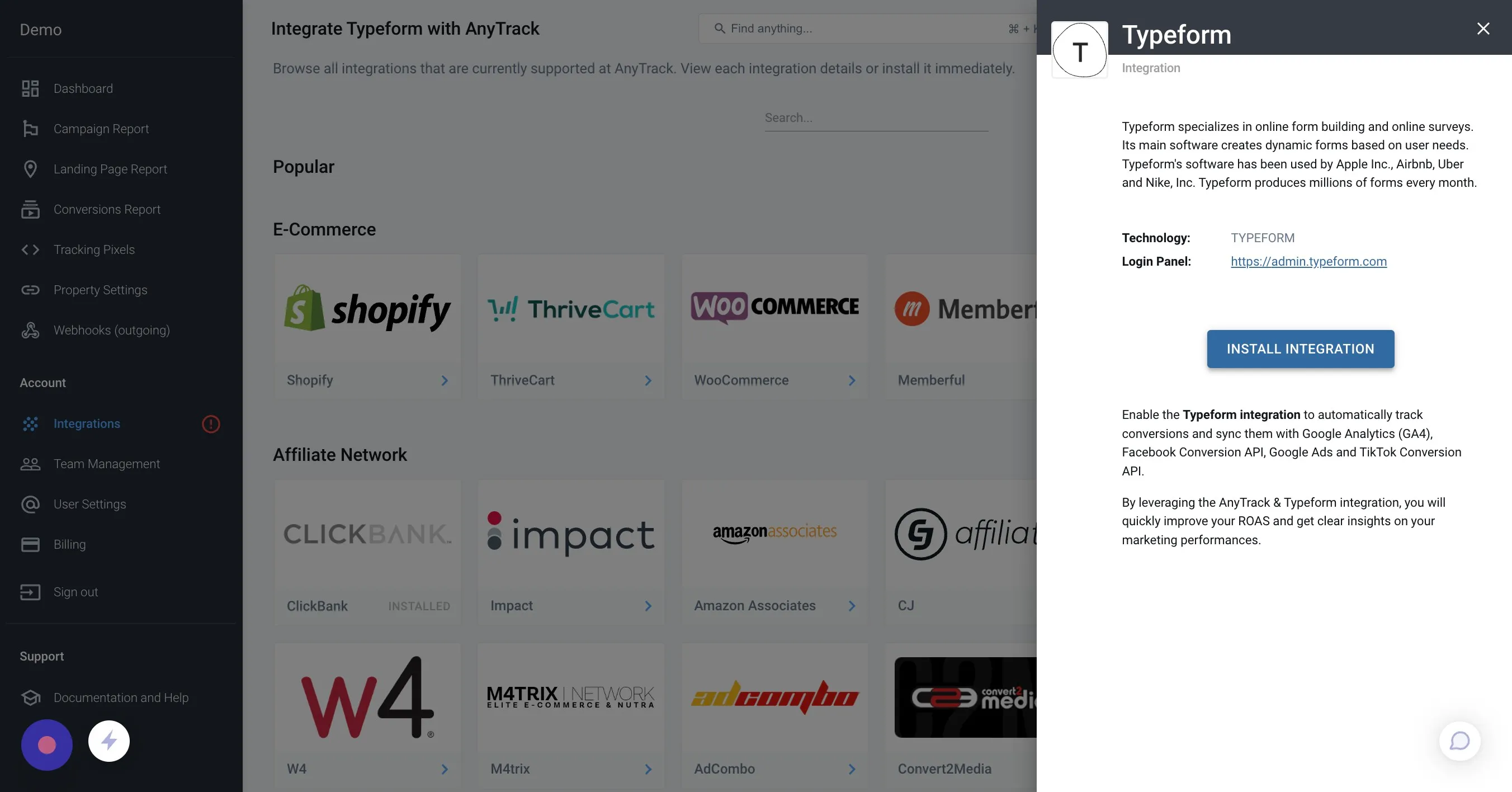 AnyTrack documentation screenshot