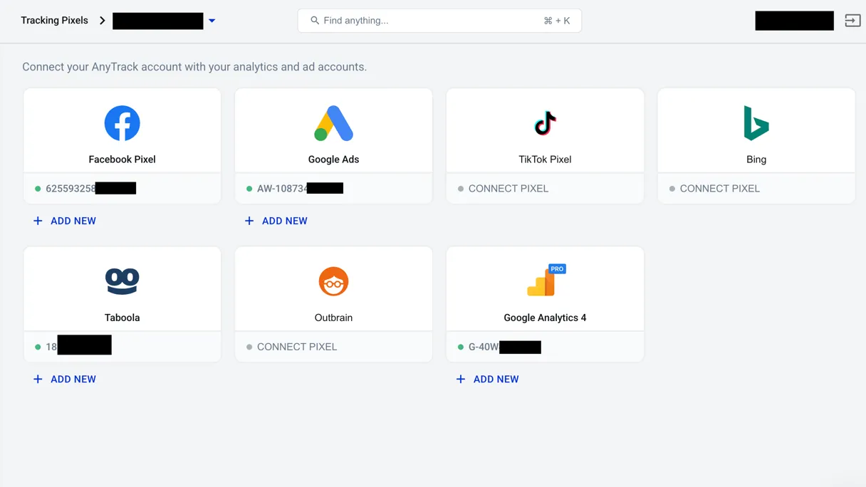 AnyTrack documentation screenshot