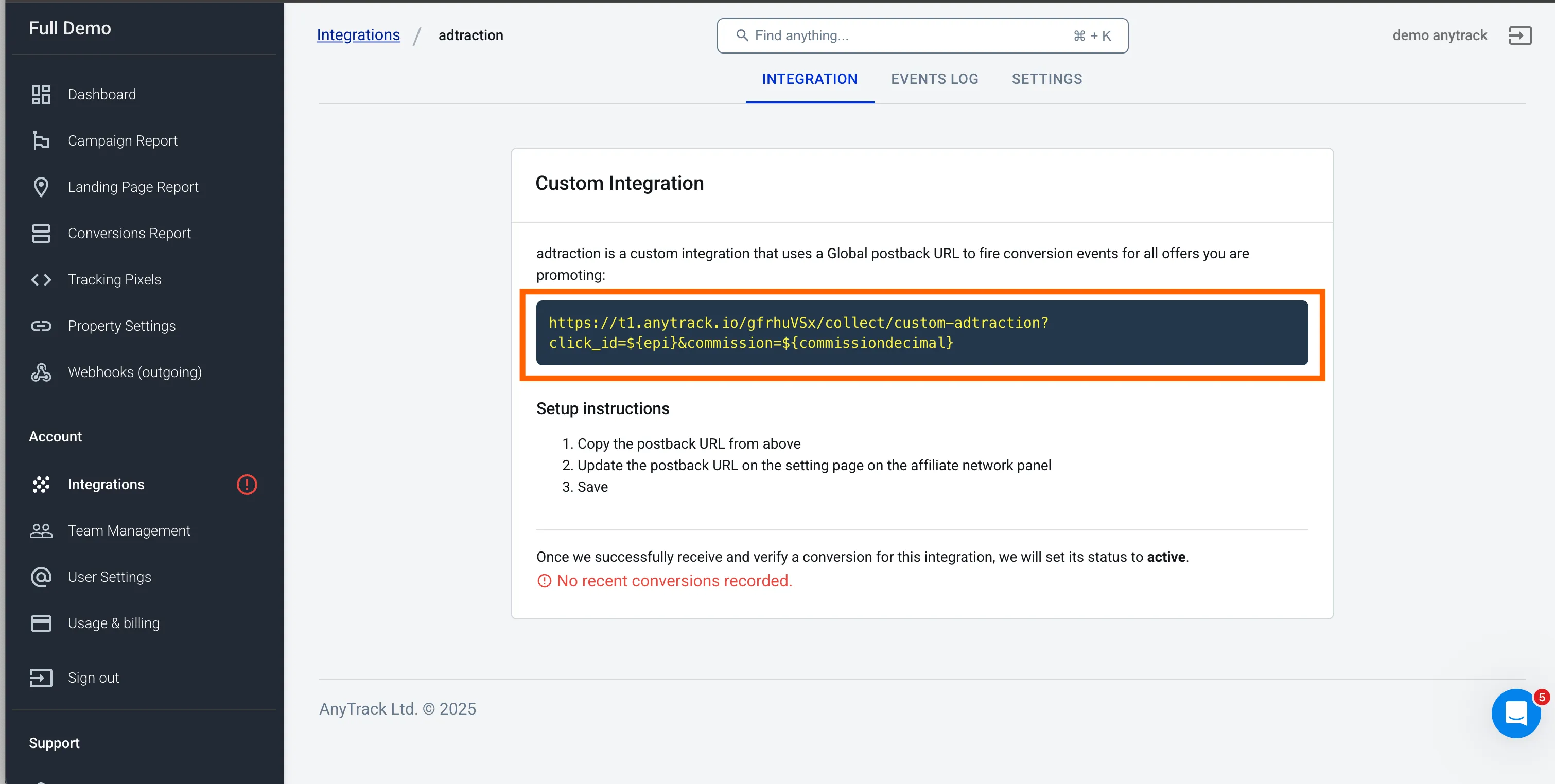 AnyTrack documentation screenshot