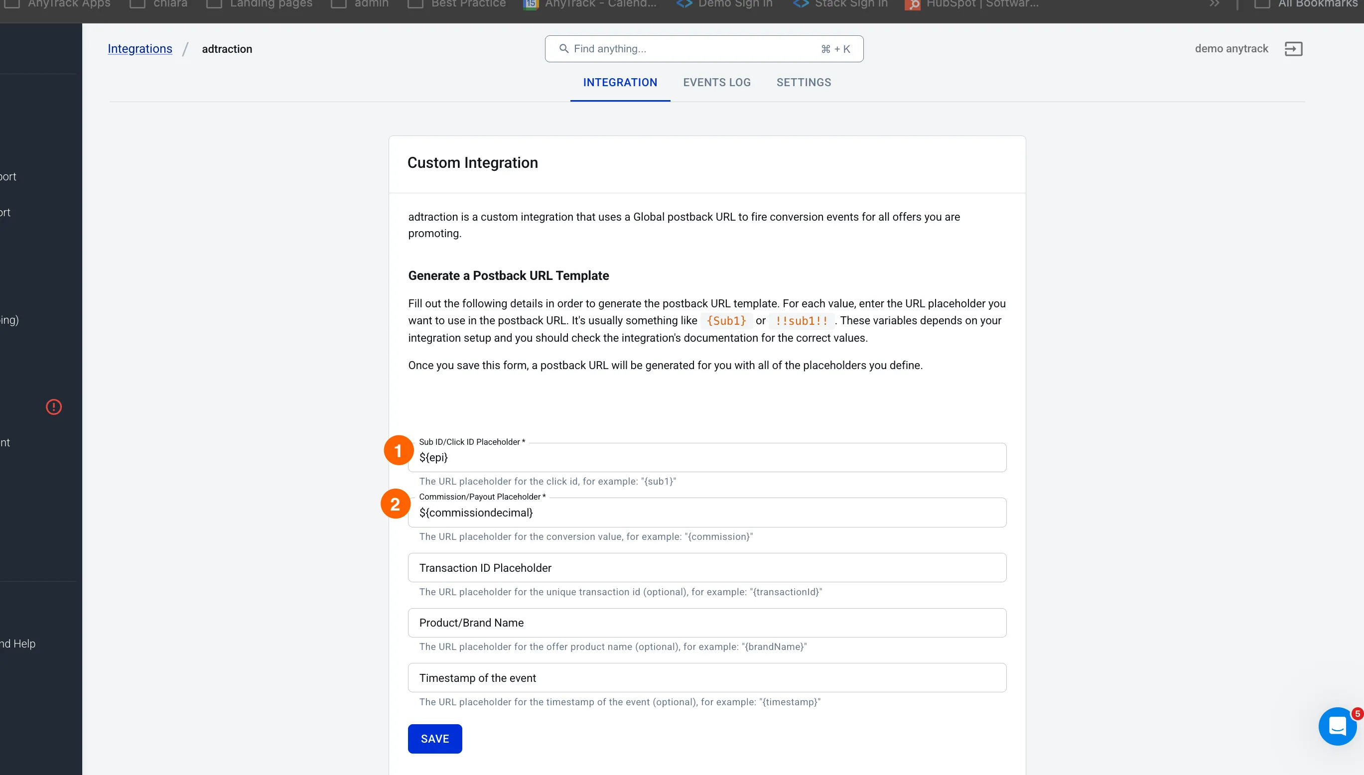 AnyTrack documentation screenshot
