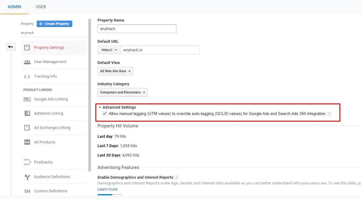 AnyTrack documentation screenshot