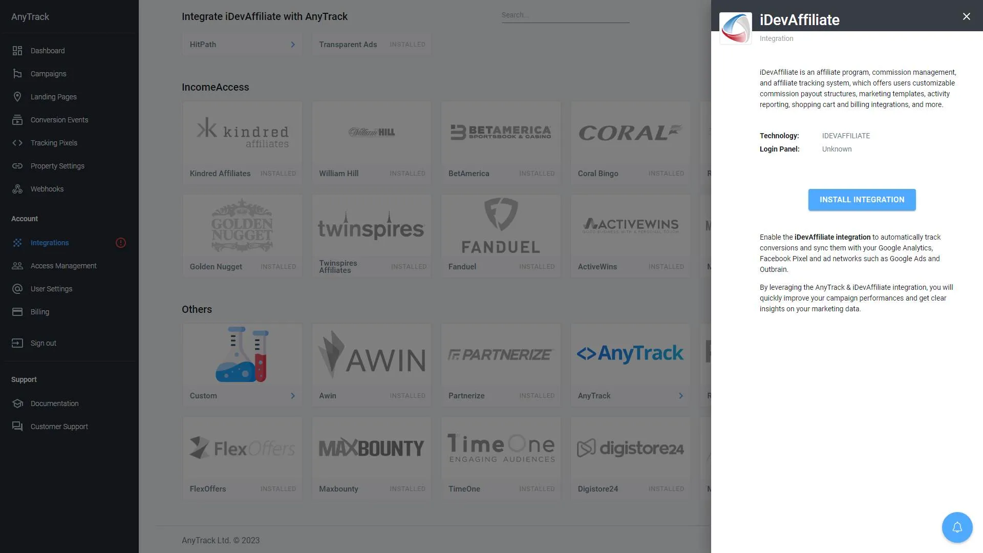 AnyTrack documentation screenshot