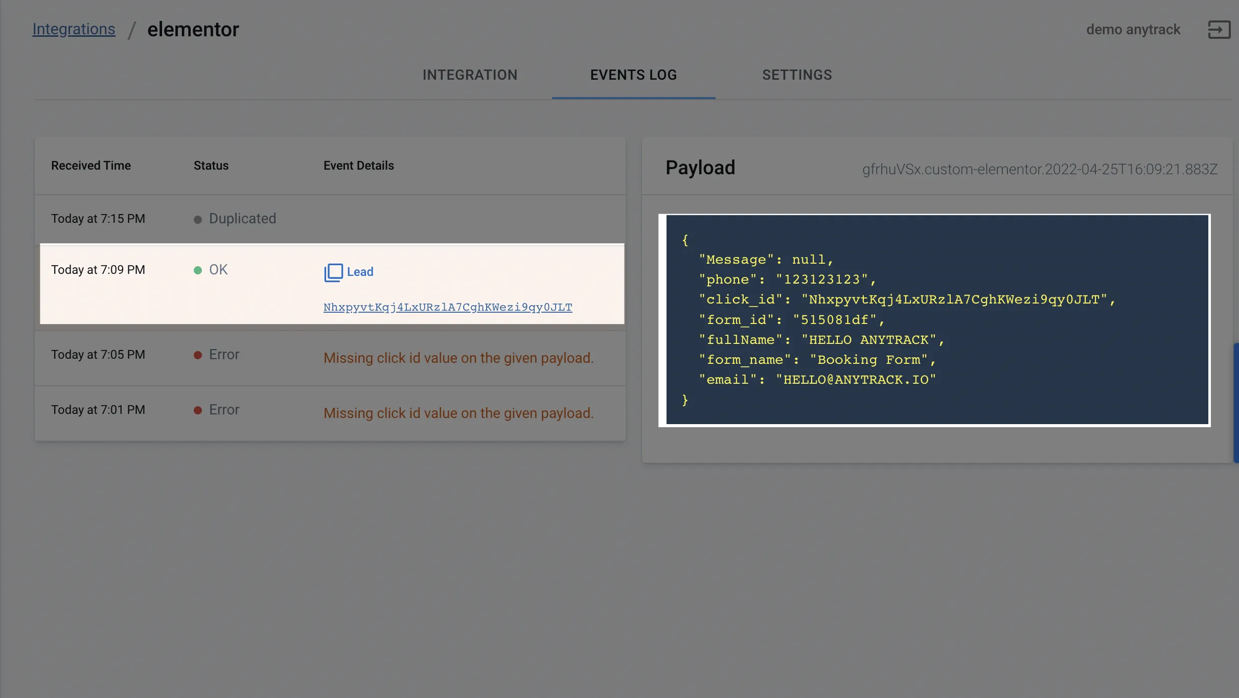AnyTrack documentation screenshot