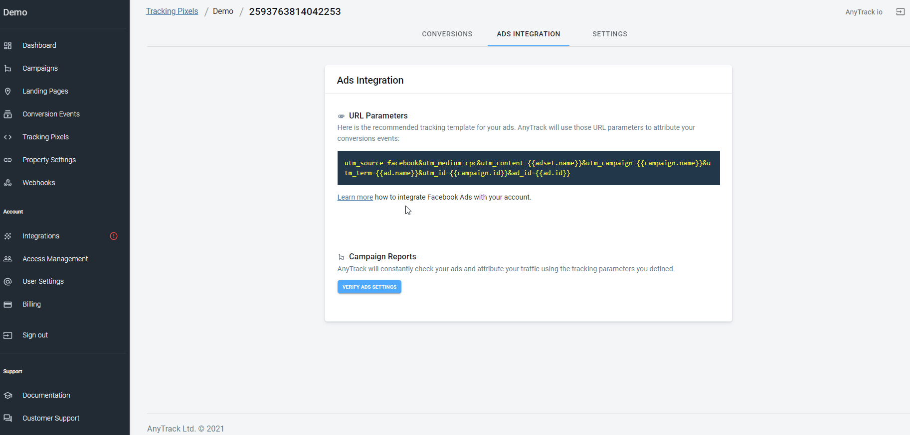 AnyTrack documentation screenshot