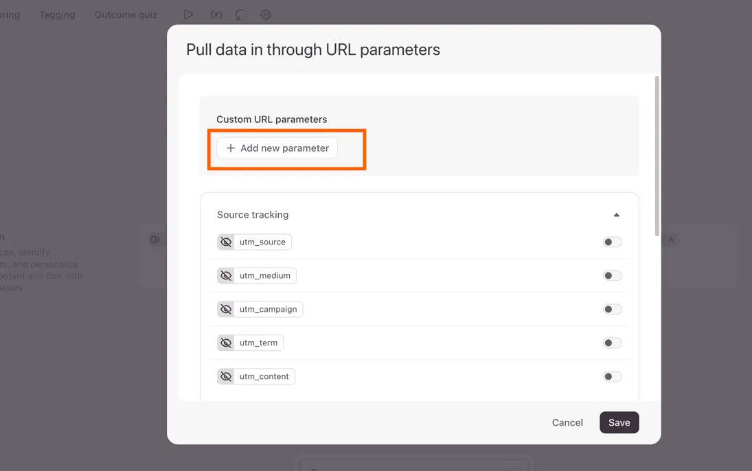 Adding a new Custom URL parameter in Typeform