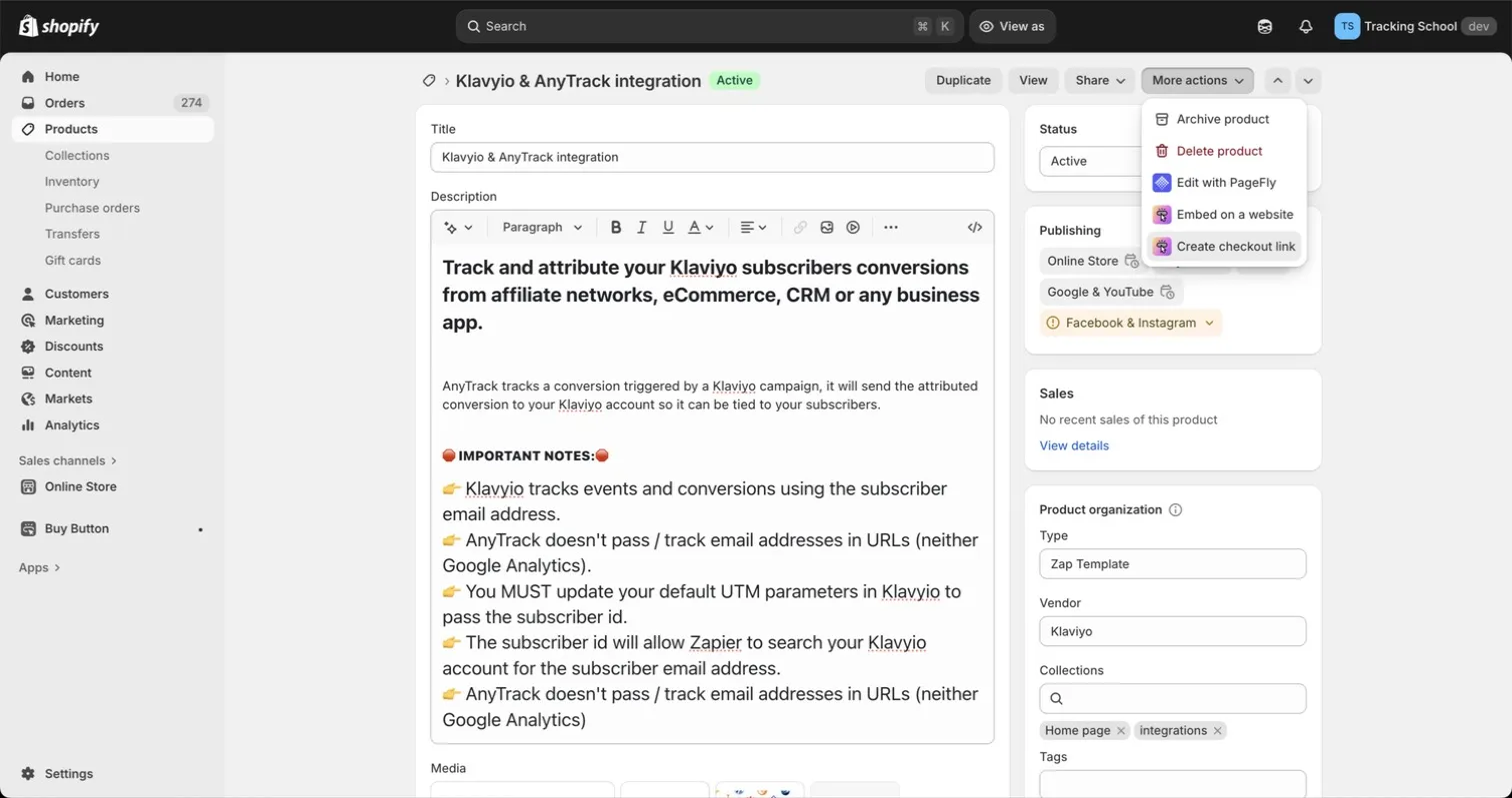 AnyTrack documentation screenshot